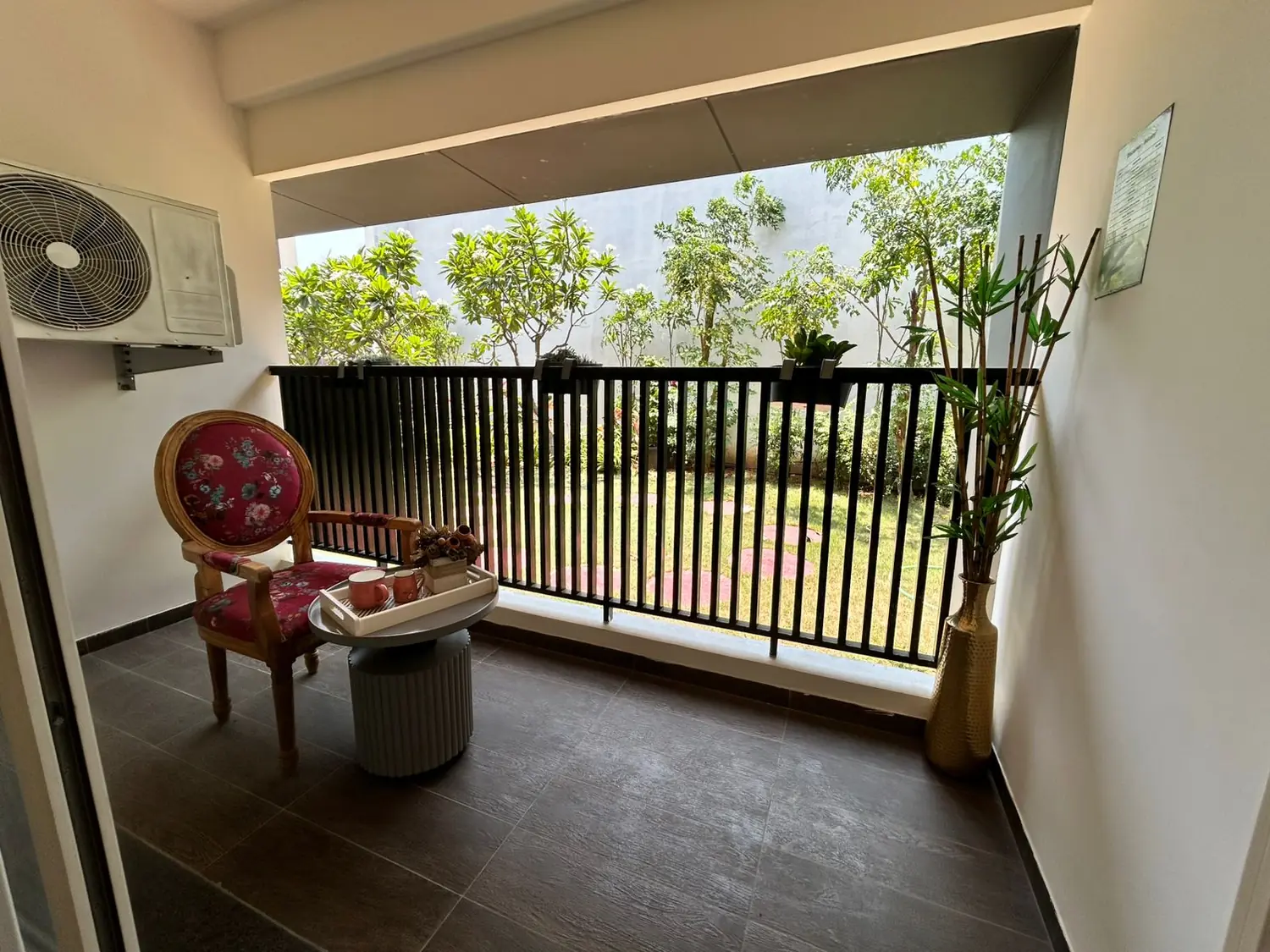 Private balcony with garden views